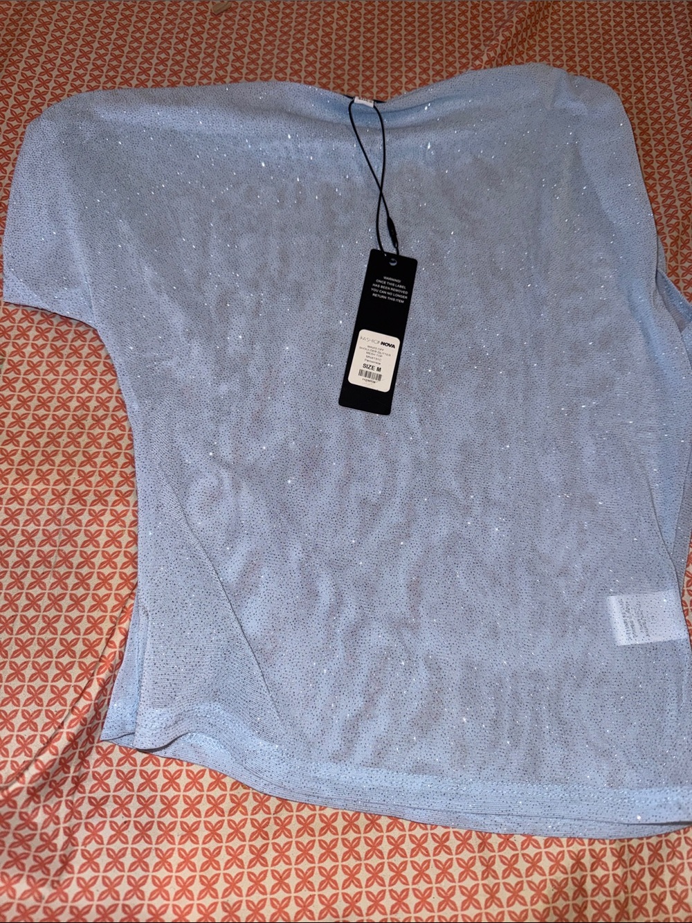 NWT fashion nova glitter mesh top M